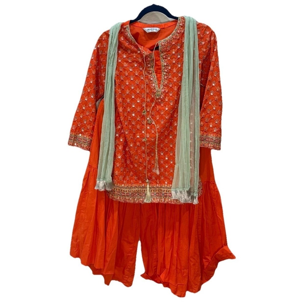 Pakistani Designer Maria B Girl 3 Pc Embroidery Lawn Kameez Suit 12-14 *READ